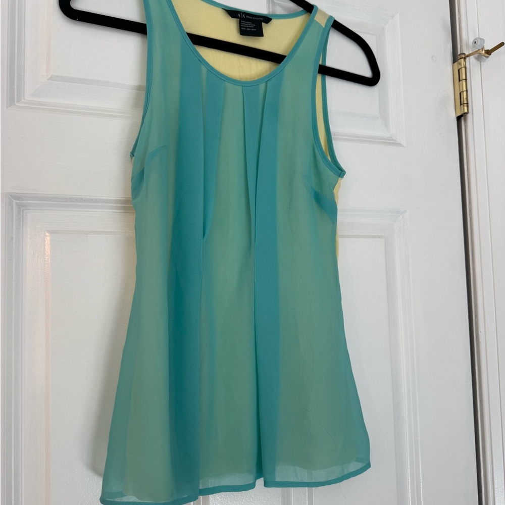 Armani Exchange Women's Teal Sheer Tank Top